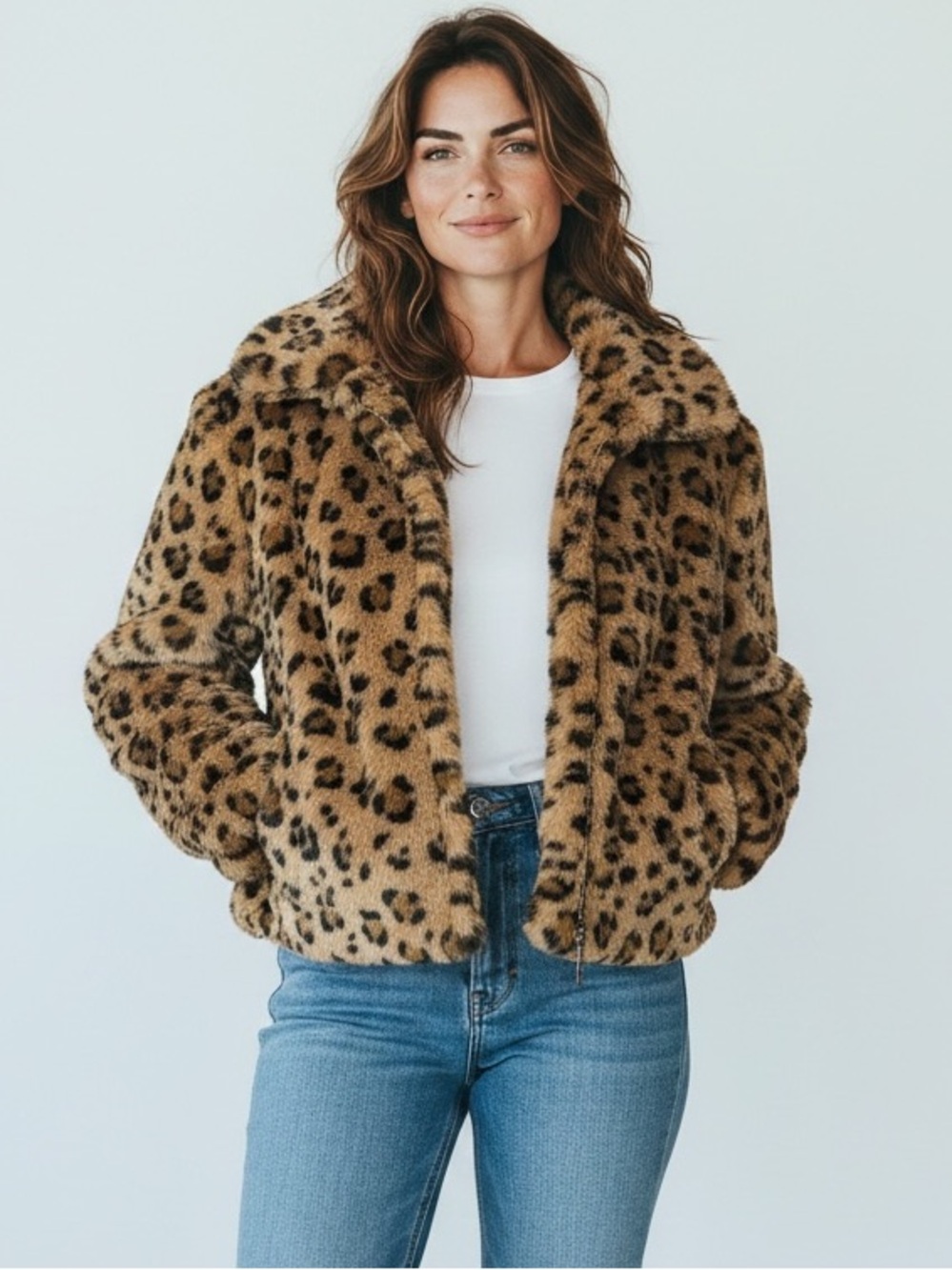 Sabrina Lauren New York
Women's Leopard Print Faux Fur Zip Up Jacket Medium